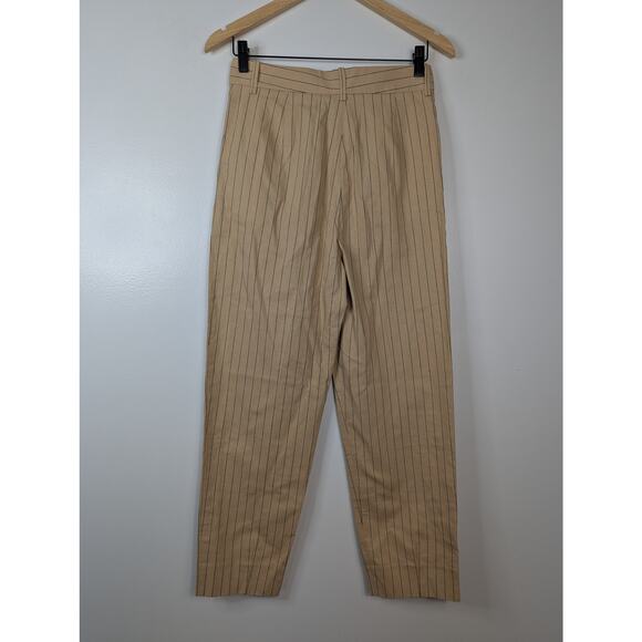 NWT Maje Striped Cotton Linen Blend High Waist Trousers in Beige - Picture 7 of 10